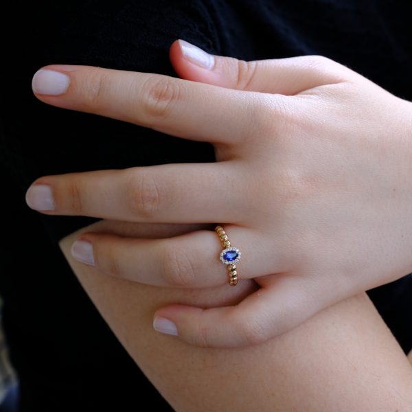 0,46 Karat Pırlanta Safir Yüzük - Görsel 3
